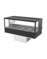 Woodson Cold Food Display - Square Glass Black WR.CFSQB24 2 Rows, 4 Bays Supplied with 8 x 1/2 GN Pans 65mm deep